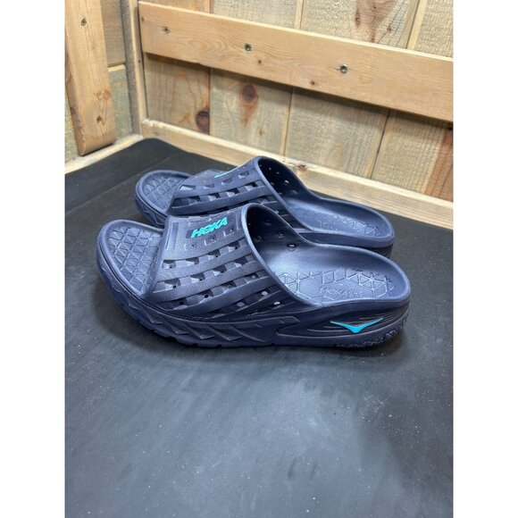 Hoka One One Mens 9 Womens 11 Navy Blue Recovery Slide Sandals Lightweight - Picture 6 of 8